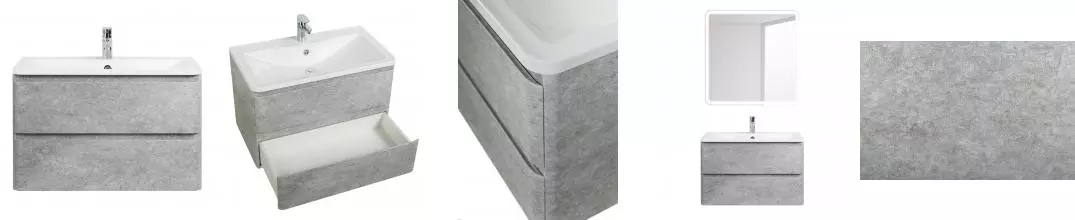 Тумба с раковиной «Belbagno» Albano 100 (BB1000/455-LV-MR-ALR) подвесная Cemento Verona Grigio