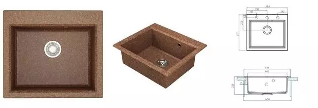Мойка для кухни «Aquaton» Линеа 58 искусственный камень терракот