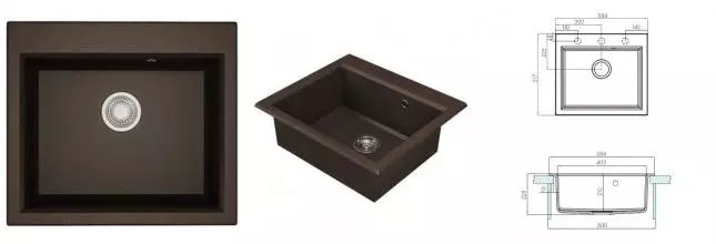 Мойка для кухни «Aquaton» Линеа 58 искусственный камень кофе