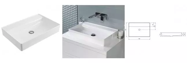 Раковина «Excellent» Rima 2.0 60/40 CEEX.4902.600.WH фарфоровая белая