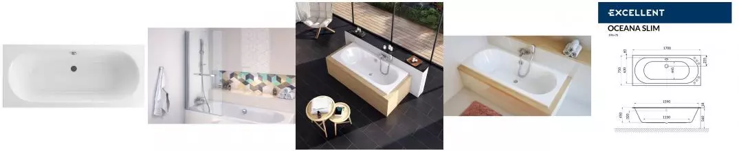 Ванна акриловая «Excellent» Oceana Slim 170/75 без опор без сифона белая Ванна акриловая «Excellent» Oceana Slim 170/75 без опор без сифона белая