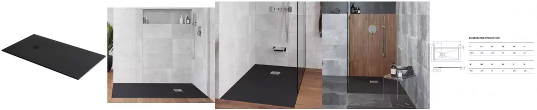 Душевой поддон «Excellent» Arda 120/90 низкий из литьевого мрамора чёрный без сифона Душевой поддон «Excellent» Arda 120/90 низкий из литьевого мрамора чёрный без сифона