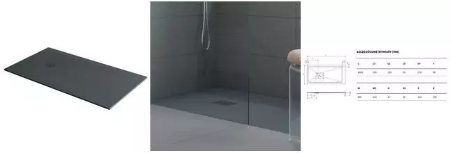 Душевой поддон «Excellent» Arda 140/90 низкий из литьевого мрамора бетон без сифона Душевой поддон «Excellent» Arda 140/90 низкий из литьевого мрамора бетон без сифона