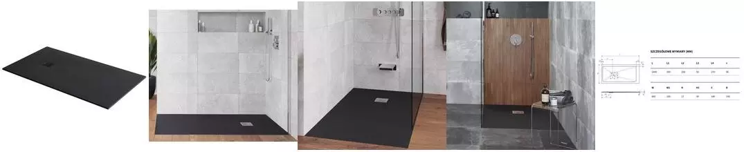 Душевой поддон «Excellent» Arda 140/90 низкий из литьевого мрамора чёрный без сифона Душевой поддон «Excellent» Arda 140/90 низкий из литьевого мрамора чёрный без сифона