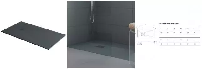 Душевой поддон «Excellent» Arda 160/90 низкий из литьевого мрамора бетон без сифона Душевой поддон «Excellent» Arda 160/90 низкий из литьевого мрамора бетон без сифона