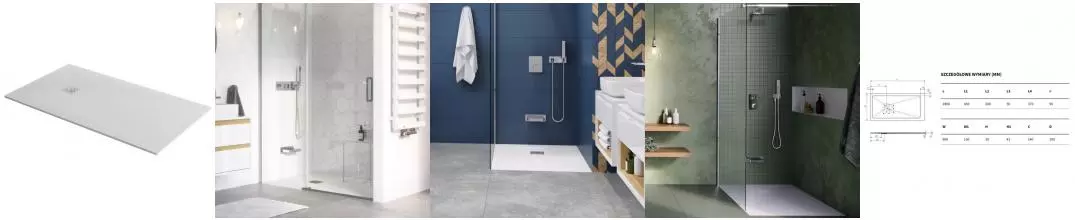 Душевой поддон «Excellent» Arda 180/90 низкий из литьевого мрамора белый без сифона Душевой поддон «Excellent» Arda 180/90 низкий из литьевого мрамора белый без сифона