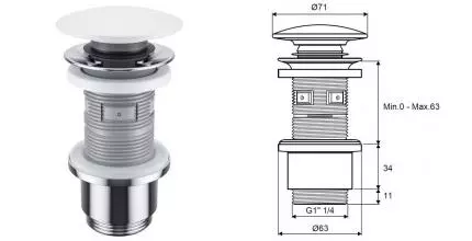 Донный клапан для раковины «Excellent» ARIN.1485.02WH с механизмом Клик-Клак белоснежный