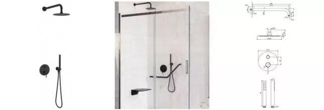 Душевая система «Excellent» Pi AREX.SET.1245BL чёрная матовая Душевая система «Excellent» Pi AREX.SET.1245BL чёрная матовая