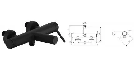 Смеситель для ванны «Excellent» Pi AREX.1205BL чёрный матовый Смеситель для ванны «Excellent» Pi AREX.1205BL чёрный матовый