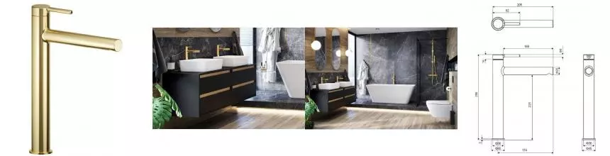 Смеситель для раковины «Excellent» Pi AREX.1202GL золото