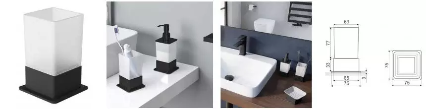 Стакан для зубных щёток «Excellent» Riko DOEX.1614BL на стол чёрный матовый