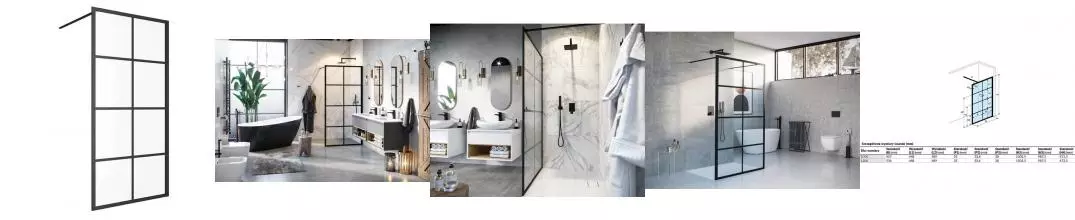 Душевая перегородка «Excellent» Fabrika Walk-in 100/200 прозрачная/чёрная матовая универсальная Душевая перегородка «Excellent» Fabrika Walk-in 100/200 прозрачная/чёрная матовая универсальная
