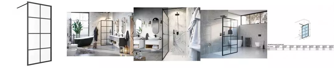 Душевая перегородка «Excellent» Fabrika Walk-in 120/200 прозрачная/чёрная матовая универсальная Душевая перегородка «Excellent» Fabrika Walk-in 120/200 прозрачная/чёрная матовая универсальная