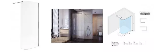 Душевая перегородка «Excellent» Vidoq Walk-in 85/200 прозрачная/хром универсальная Душевая перегородка «Excellent» Vidoq Walk-in 85/200 прозрачная/хром универсальная