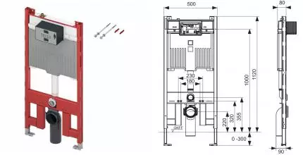 Инсталляция для унитаза «TECE» TECE Profil 9300500 с бачком Octa 2.0