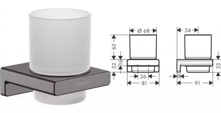Стакан для зубных щёток «Hansgrohe» AddStoris 41749340 на стену шлифованный чёрный хром