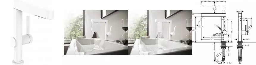 Смеситель для раковины «Hansgrohe» Finoris 76063700 с выдвижным изливом белый матовый Смеситель для раковины «Hansgrohe» Finoris 76063700 с выдвижным изливом белый матовый