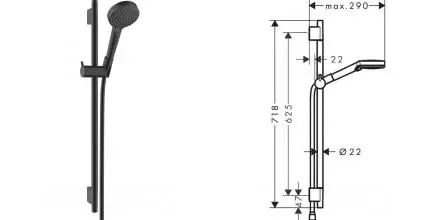 Душевой гарнитур «Hansgrohe» Vernis Blend 26422670 чёрный матовый Душевой гарнитур «Hansgrohe» Vernis Blend 26422670 чёрный матовый