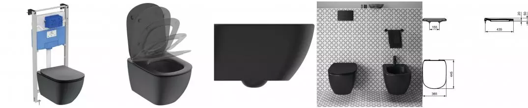 Комплект инсталляция с унитазом и крышкой «Ideal Standard» Prosys TESI T3868V3 Silk Black/чёрный матовый Комплект инсталляция с унитазом и крышкой «Ideal Standard» Prosys TESI T3868V3 Silk Black/чёрный матовый