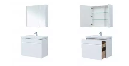 Мебель для ванной подвесная «Aquanet» Палермо 80 белый глянец