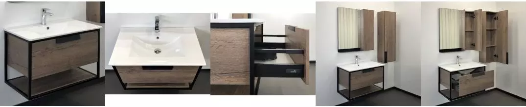Тумба с раковиной «Comforty» Бонн 75 (Comforty 75E) подвесная дуб тёмный/чёрный муар Тумба с раковиной «Comforty» Бонн 75 (Comforty 75E) подвесная дуб тёмный/чёрный муар