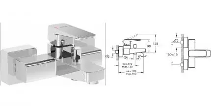 Смеситель для ванны «Vitra» Root Square A42737EXP хром