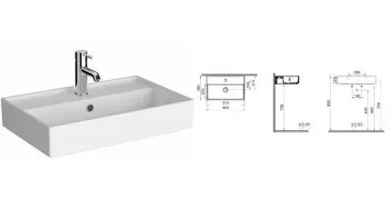 Раковина «Vitra» ArchiPlan 60/38 7401B003-0001 фарфоровая белая