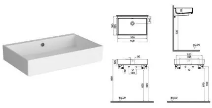 Раковина «Vitra» ArchiPlan 60/38 7404B003-0012 фарфоровая белая