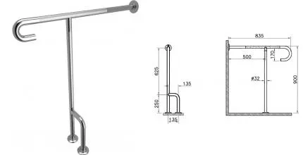 Поручень «Vitra» Arkitekta A44467 напольный хром