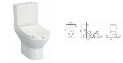 Унитаз компакт безободковый «Vitra» Integra Round Open-Back 9833B003-7206 белый с сиденьем дюропласт с микролифтом белое