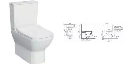 Унитаз компакт безободковый «Vitra» Integra Square 9833B003-7204 белый с сиденьем дюропласт с микролифтом белое Унитаз компакт безободковый «Vitra» Integra Square 9833B003-7204 белый с сиденьем дюропласт с микролифтом белое