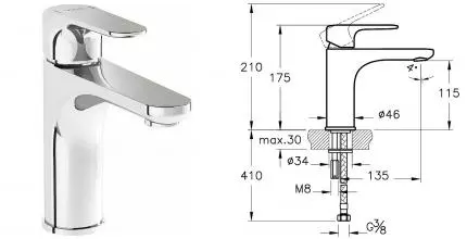 Смеситель для раковины «Vitra» Root Round A42706EXP хром