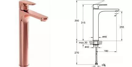 Смеситель для раковины «Vitra» Root Round A4270726EXP медь