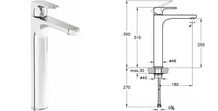 Смеситель для раковины «Vitra» Root Round A42707EXP хром