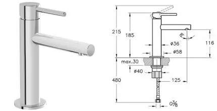 Смеситель для раковины «Vitra» Origin A42556 хром