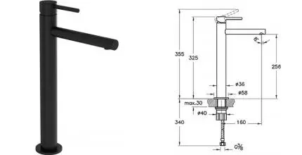 Смеситель для раковины «Vitra» Origin A4255836 чёрный матовый