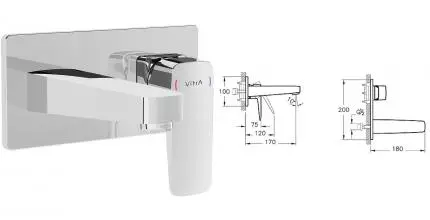 Внешняя часть смесителя «Vitra» Root Square A42738EXP хром