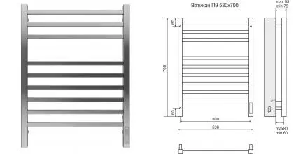 Электрический полотенцесушитель «Terminus» Ватикан П9 53/70 Sensor Quick Touch хром правый