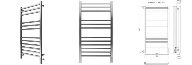 Электрический полотенцесушитель «Terminus» Ватикан П12 53/100 Sensor Quick Touch хром правый