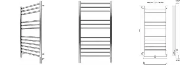 Электрический полотенцесушитель «Terminus» Енисей П12 53/100 Sensor Quick Touch хром правый