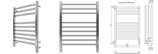 Электрический полотенцесушитель «Terminus» Енисей П9 53/70 Sensor Quick Touch хром правый