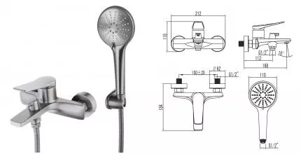 Смеситель для ванны «Lemark» Bronx LM3714GM графит