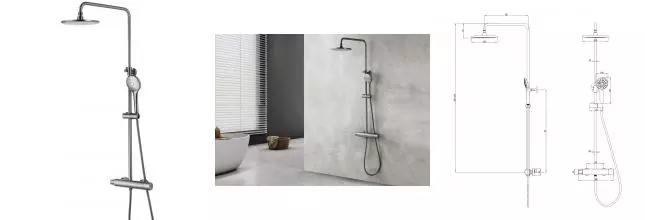Душевая система «Lemark» Bronx LM3770GM с термостатом графит Душевая система «Lemark» Bronx LM3770GM с термостатом графит