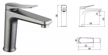 Смеситель для раковины «Lemark» Bronx LM3737GM с донным клапаном графит