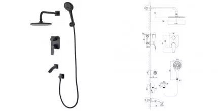 Душевая система «Lemark» Bronx LM3722BL чёрная