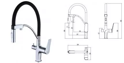 Смеситель для кухни с подключением к фильтру «Lemark» Comfort LM3074C чёрный/хром