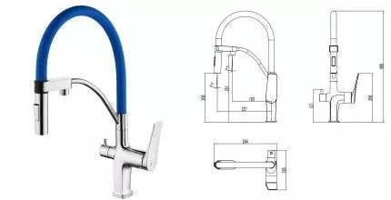 Смеситель для кухни с подключением к фильтру «Lemark» Comfort LM3074C синий/хром