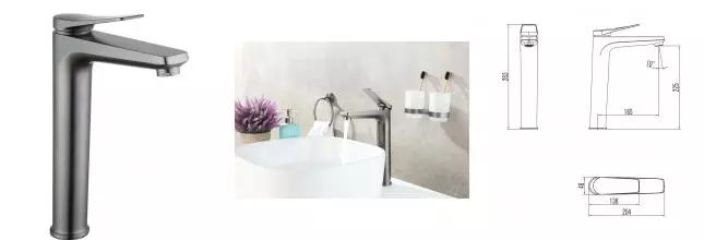 Смеситель для раковины «Lemark» Bronx LM3709GM с донным клапаном графит