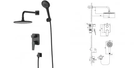 Душевая система «Lemark» Bronx LM3729BL чёрная