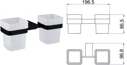 Двойной стакан для зубных щёток «Allen Brau» Infinity 6.21003-31 на стену матовый/чёрный матовый